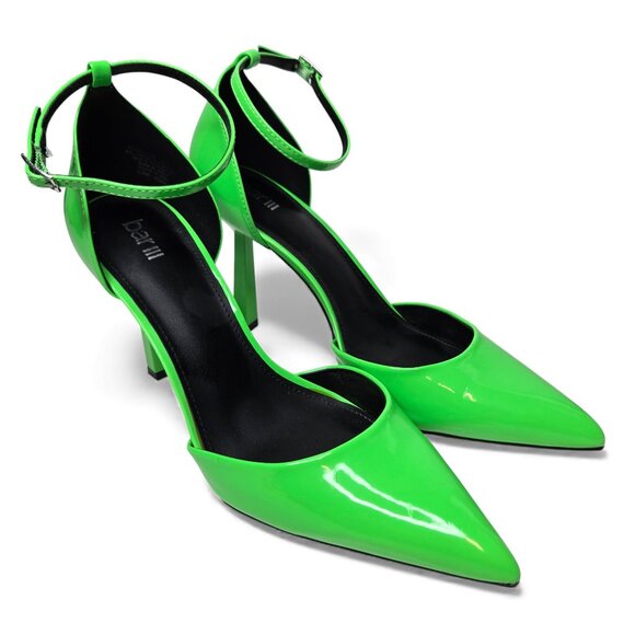 Bar III Shoes - Bar III Womens Idaa Neon Green Patent Pointed Toe Dressy Ankle Strap Shoes 9.5M